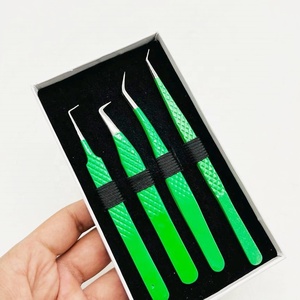 Pinzas de extensión de pestañas de agarre de diamante de color verde de acero inoxidable sólido personalizadas al por mayor todos los tipos de ángulos punta puntiaguda NOMEX - Product Image 5