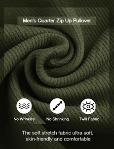 Sudadera con media cremallera para hombre, jersey con cremallera de cuarto, sudadera Polo de manga larga, suéteres de cuello simulado ajustados con bolsillo para hombre - Product Image 5