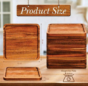 Plateaux carrés en bois d'acacia de couleur naturelle respectueux de l'environnement avec fonction antidérapante pour une utilisation intérieure et extérieure dans le salon - Product Image 4