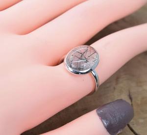 Anillo de plata Rutail negro natural Joyas de piedras preciosas para Mujer | Elegante anillo brillante | Regalo atemporal para ella. Joyería hecha a mano - Product Image 1