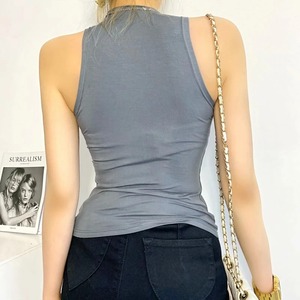 Women's Summer Tank <b>Tops</b> Sexy Backless Crop Vest with Breathable Knitted <b>Khaki</b> Plus Size Sleeveless Camisas for Women - Product Image 2