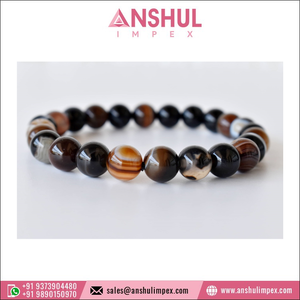 2022 Beautiful Design Classic Style Meditation <b>Healing</b> Black Sulemani Agate Beaded Round Gemstone <b>Bracelet</b> - Product Image 2