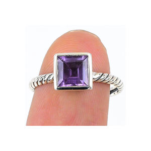 Anillos de Plata de Ley 925 de Estilo Occidental 2025, Joyería, Anillos de Compromiso con Piedras Preciosas Personalizadas, Amatista Natural de Fábrica - Product Image 2