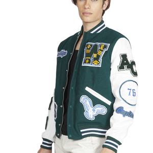 Veste Letterman personnalisée OEM pour hommes avec patchs brodés col montant thème collège/baselbball disponible en vente en gros - Product Image 1