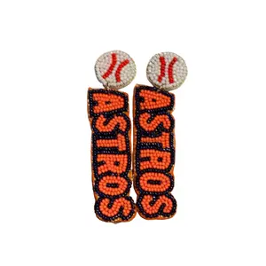 Houston astros gameday đính cườm Bông tai đồ trang sức cho astros người hâm mộ, bóng chày theo chủ đề tinh thần đồng đội phụ kiện, astros trò chơi ngày Bông tai