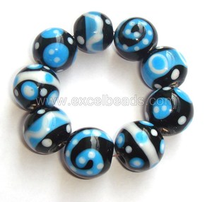 12mm Multi-Color Mixed Faceted Patterns Glass <b>Beads</b> Black Blue White Clear Coloured Boxed Jewelry Making Crystal Lampwork Glass - Product Image 6