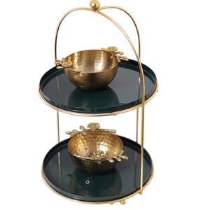 Decoración de mesa Frutas estándar Sirviendo ratán con cúpula de vidrio Soporte para pasteles Fiesta de lujo Soporte para pasteles hecho a mano Venta caliente - Product Image 2