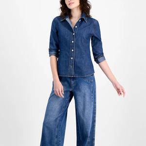 Chemise en jean en tissu respirant pour femme avec bouton avant idéal pour le bureau ou l'extérieur - Product Image 4