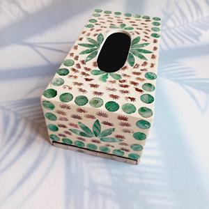 VITRAPRO Boîte à mouchoirs en bois incrustée de perles vertes de luxe Logo personnalisé Usine vente en gros à la main - Product Image 3