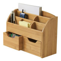 Organizador de escritorio de oficina de madera pulida a mano, diseño personalizado, suministros de papelería multifuncionales, organizador de escritorio