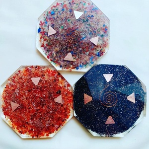 Octagonal Orgonite <b>Coaster</b> Resin Crystal Copper Decor Handmade Wholesale Gift Supply Meditation Home Office Spiritual Collection - Product Image 2