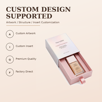 Boîte de fond de teint de luxe personnalisée et écologique pour maquillage liquide, avec gaufrage, pelliculage mat, doublure éponge, en carton, tiroir à ruban, OEM