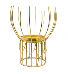Portavelas de mesa de hierro dorado, portavelas de alambre, portavelas votivo y candelita, centro de mesa, ideal para bodas - Product Image 6
