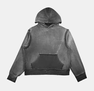 Basics 100% Cotton New Arrival High Quality 300g Heavyweight Washed Oversized Pullover Men's Fleece Hoodie Vintage Winter - Product Image 6