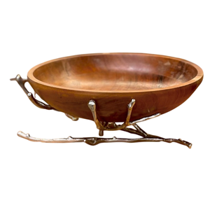 Bol de pièce maîtresse décoratif en métal au design unique de branche Bol à salade en bois élégant fabriqué à la main pour votre table à manger - Product Image 1