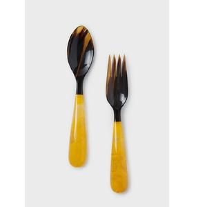 Ensemble de 2 cuillères et fourchettes à salade en corne naturelle de qualité supérieure, personnalisables, écologiques, ustensiles de cuisine pour salade - Product Image 6