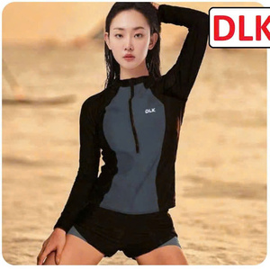 Traje de Baño de Dos Piezas para Mujer, Color Negro y Azul Sólido, Impermeable, No Tóxico, de Nailon y Elastano, Anti-UV, de Secado Rápido - Product Image 2