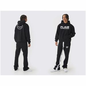 เสื้อกันหนาวมีฮู้ดแบบสวมหัวของผู้ชายเสื้อสเวตเชิ้ตมีฮู้ดแบบปักลายสีพื้นผ้าคอตตอนออร์แกนิก100% สำหรับฤดูหนาว - Product Image 1