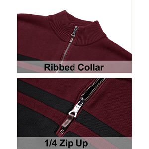 Vente directe d'usine pull à manches longues en coton à col rabattu pour homme tricots côtelés anti-empilage personnalisés OEM ODM - Product Image 5