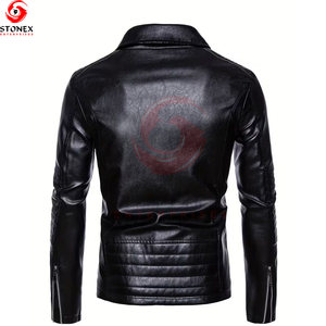 2025 Winter Fashionable Biker Style PU Leather <b>Jacket</b> <b>Plus</b> <b>Size</b> Men <b>Waterproof</b> Windproof Quick Dry Zipper Slim High Street - Product Image 3
