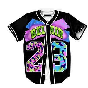 Logo personnalisé nom vente en gros ensemble de chemises de baseball personnalisées pour adultes à rayures vintage impression numérique vêtements de softball coton spandex respirant - Product Image 2