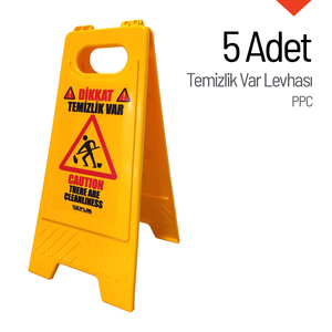 Set of 5 Durable PPC Cleaning Sign-Simple Metal & <b>Plastic</b> Design - Product Image 5
