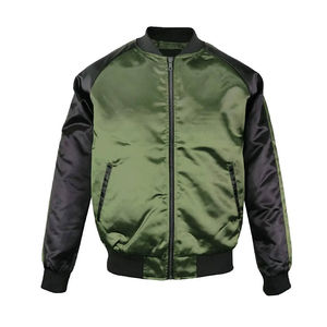 Chaqueta acolchada de satén personalizada de alta calidad Varsity Baseball Winter High Street Bulk Wholesale OEM Fabric Bordado Chaqueta de seda para - Product Image 1