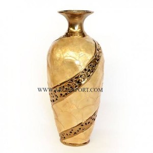 แจกันดอกไม้ประดับโต๊ะในบ้านแจกันแก้วทรงกลมสีใสแจกันดอกไม้ฐานโลหะขัดเงาสีทอง - Product Image 5