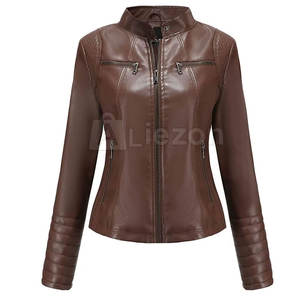 Venta caliente Ropa de mujer Chaqueta de cuero Nueva moda Mujer Chaqueta de cuero Chaquetas de cuero a prueba de viento - Product Image 2