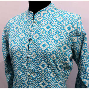 Chaqueta de Algodón con Costuras Kantha Turquesa para Mujer, Chaqueta Bomber Reversible Estampada, Decoración de Patchwork Acolchado, Prenda Ligera para Verano - XL - Product Image 3