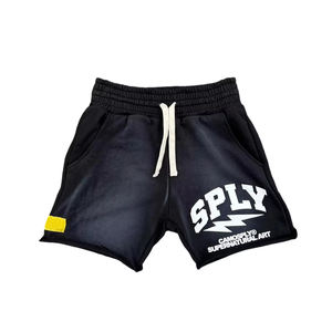 Logotipo bordado desgastado personalizado, ropa de calle informal sólida de felpa francesa, corte Vintage gráfico, dobladillo crudo, Sol desteñido, ácido de calle alta - Product Image 2