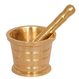 Mortier et pilon en laiton épais plaqué or bonne conception forme ronde mortel et pilon pour herbes épices moulin à poivre - Product Image 1