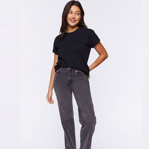 Diseño de cuello redondo de alta calidad, liso personalizado, más vendido, cómodo, ajuste Regular, 100%, Material de algodón, camisetas para mujer - Product Image 5