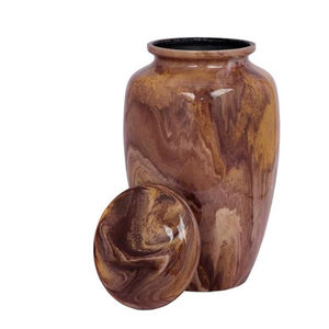 Creative Metal Aluminium Cremation Urn with Brown Earthy Design <b>Memorial</b> Ashes <b>Keepsake</b> for Funerals Economically Priced - Product Image 3