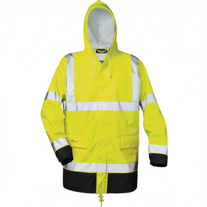 Manfred High-Visibility Yellow/<b>Black</b> L Size PU <b>Rain</b> <b>Jacket</b> Key Feature Product - Product Image 2