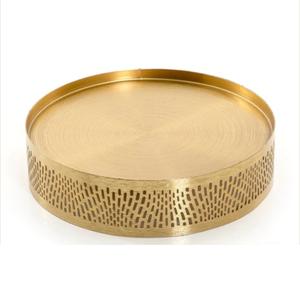 Superior Quality Golden Plated Finishing <b>Cake</b> <b>Server</b> Rounded Platter For Event & Birthday Party Celebration Usage Items - Product Image 1