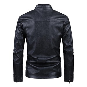 Chaqueta de Motociclista Negra de Cuero Genuino y Lona para Hombre, Clásica de Invierno, a la Moda, Impermeable, Cortavientos, Ajustada, con Cremallera y Forro de Piel - Product Image 4