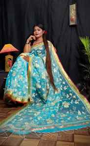 Calidad superior Firoji Color Pure Resham Saree con bordado Venta caliente Diseñador Saree Bodas Mejor calidad Mayorista Surat - Product Image 2