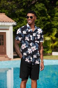 ชุดลำลองชาย 2 ชิ้น ชุดฮาวายฤดูร้อน ระบายอากาศดี สินค้ามาใหม่ แฟชั่นชุดชายหาด-ชุดเที่ยวพักผ่อน เสื้อยืดและกางเกงขาสั้น - Product Image 3