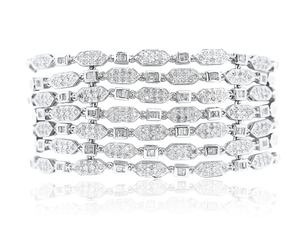 Round & <b>Baguette</b> Cut Moissanite Diamond Cuban Link <b>Bracelet</b> for Wedding Gift For Women's Fashion Jewelry 925 Sterling Silver - Product Image 2
