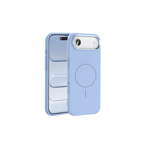Coque en silicone bleu clair de luxe compatible M-Safe pour iPhone 17 Air, avec cadre de caméra en métal et protection antichoc - Product Image 1