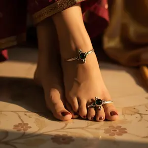 925 <b>Silver</b> Onyx <b>Toe</b> <b>Ring</b> for Women Minimalist Gold Plated Jewelry with Diamond and Zircon for Gift - Product Image 2