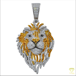 925 chapado en oro rodio Iced VVS Moissanite Lion Face colgante Hip Hop rapero Animal antiguo encanto GIA certificado para fiestas - Product Image 2