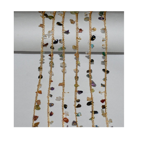 Chaîne de perles multicolores plaquées or, non taillées, en forme de grappe, pour la fabrication de bijoux - Product Image 1