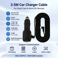 Kit de Cable Cargador Universal para Auto, Módulo Reductor de Voltaje DC12V 24V a 5V, Cable de 3.5M, Conexión Plug and Play para Cargar Cualquier Cámara para Auto, Teléfono o Tableta