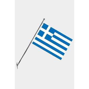 Ensemble de mât de drapeau télescopique mural Grèce avec drapeaux en polyester et graphiques imprimés numériquement - Product Image 1