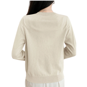 Suéter de Punto Suave para Mujer, de Poliéster, Color Sólido, Alta Elasticidad, Manga Larga, Cuello Redondo con Botones al Frente, Casual, Elegante, Ligero, para Todas las Temporadas - Product Image 2