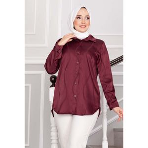 Tunique en satin simple Jakar, couleur bordeaux, élégante, chemise tendance - Product Image 4