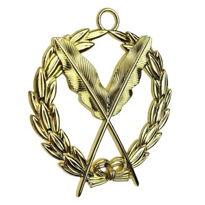Secretario masónico Oficial Fraternal Regalia Colgante Oro Metal Cuero Artesanía Joya Secretario masónico Oficial Cuero - Product Image 1