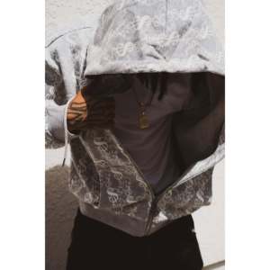 เสื้อฮู้ดดี้ผ้าฝ้ายถักลายเส้นสีเขียว Snowy LA - Product Image 2